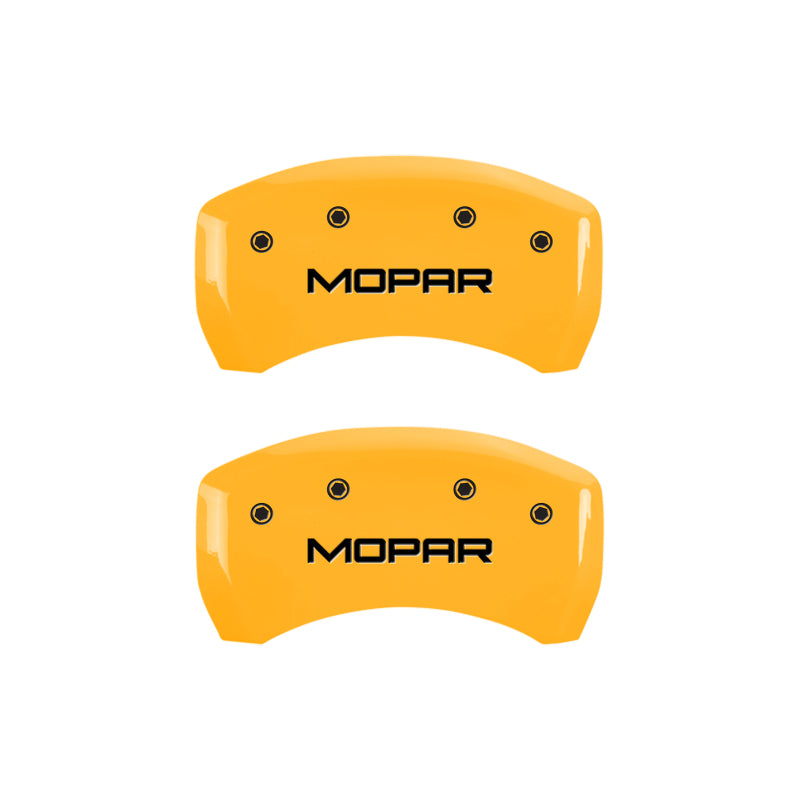 MGP 4 Caliper Covers Engraved Front & Rear Mopar Yellow Finish Black Char 2005 Chrysler 300