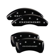 Load image into Gallery viewer, MGP 4 Caliper Covers Engraved Front &amp; Rear With out stripes/Dodge Black finish silver ch