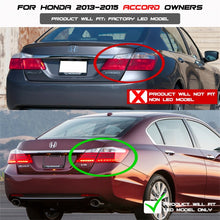 Carica l&#39;immagine nel visualizzatore di Gallery, Spyder Honda Accord 2013-2015 4DR LED Tail Lights - Black ALT-YD-HA13LED-LED-BK