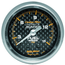 Laden Sie das Bild in den Galerie-Viewer, Autometer Carbon Fiber 52mm 15 PSI Mechanical Fuel Pressure Gauge