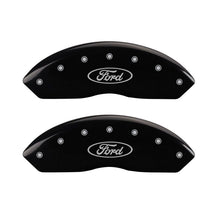 Cargar imagen en el visor de la galería, MGP 4 Caliper Covers Engraved Front &amp; Rear Oval logo/Ford Black finish silver ch