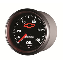 Laden Sie das Bild in den Galerie-Viewer, Autometer GM Bowtie Black 2-1/16in 0-100 PSI Oil Pressure - Stepper Motor