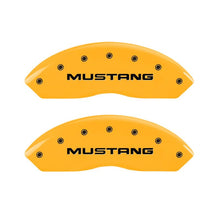 Laden Sie das Bild in den Galerie-Viewer, MGP 4 Caliper Covers Engraved Front Mustang Rear Sn95/Gt Yellow Finish Black Char 2001 Ford Mustang