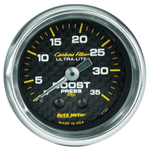 Laden Sie das Bild in den Galerie-Viewer, Autometer Carbon Fiber 52mm 35 PSI Mechanical Boost Gauge