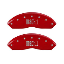 Load image into Gallery viewer, MGP 4 Caliper Covers Engraved Front &amp; Rear Mach 1 Red finish silver ch