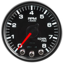 Carica l&#39;immagine nel visualizzatore di Gallery, Autometer Spek-Pro Gauge Tach 2 1/16in 8K Rpm W/ Shift Light &amp; Peak Mem Blk/Blk