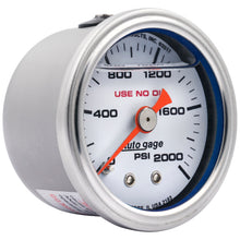 Carica l&#39;immagine nel visualizzatore di Gallery, Autometer AutoGage 1.5in Liquid Filled Mechanical 0-2000 PSI Fuel Pressure Gauge - White