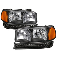 Load image into Gallery viewer, xTune GMC Sierra 99-06 /Yukon 00-06 Headlights &amp; LED Bumper Lights - Black HD-JH-GS99-LED-SET-BK