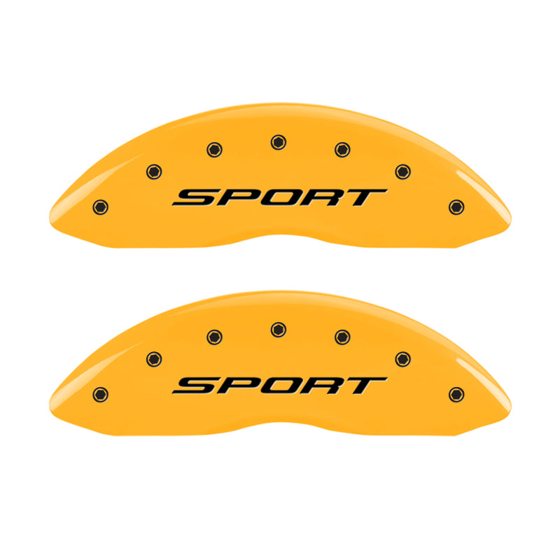 MGP 4 Caliper Covers Engraved front & Rear 2015/Sport Yellow finish black ch