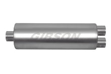 Laden Sie das Bild in den Galerie-Viewer, Gibson SFT Superflow Center/Dual Round Muffler - 8x24in/3.5in Inlet/3in Outlet - Stainless