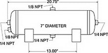 Carica l&#39;immagine nel visualizzatore di Gallery, Firestone Air Tank 3 Gallon 7in. x 20.75in. (3) 1/4in. NPT Ports 150 PSI Max - Black (WR17609245)