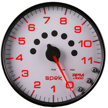 Charger l&#39;image dans la galerie, Autometer Spek-Pro Gauge Tachometer 5in 11K Rpm W/Shift Light &amp; Peak Mem White/Black