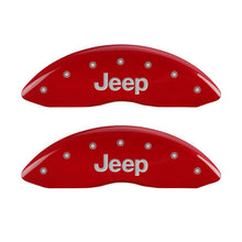 Carica l&#39;immagine nel visualizzatore di Gallery, MGP 4 Caliper Covers Engraved Front &amp; Rear JEEP Red finish silver ch