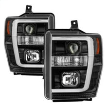 Load image into Gallery viewer, Spyder 08-10 Ford F-250 Projector Headlights V2 - Light Bar DRL LED - Black PRO-YD-FS08V2-LB-BK