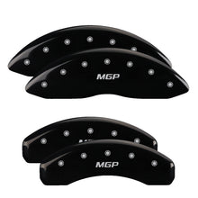 Load image into Gallery viewer, MGP 4 Caliper Covers Engraved Front &amp; Rear Cursive/Cadillac Black finish silver ch