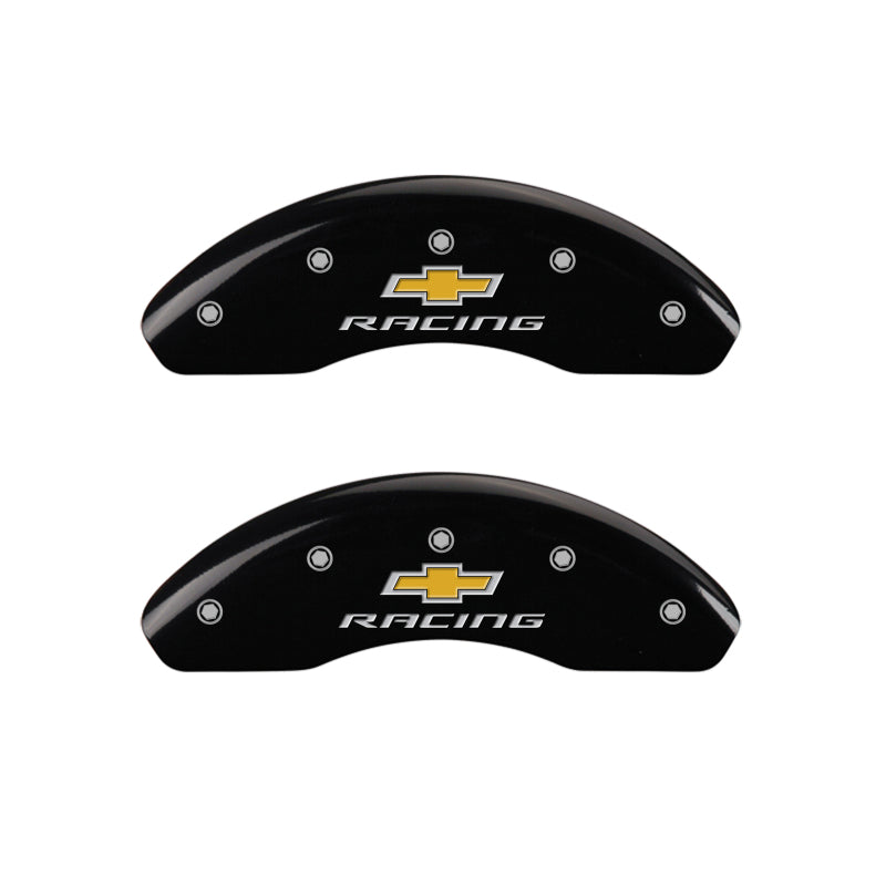 MGP 4 Caliper Covers Engraved F & R Chevy Racing Black Finish Silver Char 2019 Chevrolet Equinox