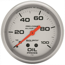 Load image into Gallery viewer, Autometer Ultra-Lite 2.625in Liquid Filled Mechanical 100 PSI Silver Oil Pressure Gauge