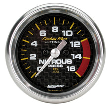 Laden Sie das Bild in den Galerie-Viewer, Autometer Carbon Fiber 52mm 0-1600 PSI Full Sweep Electronic Nitrous Pressure Gauge