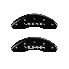 Load image into Gallery viewer, MGP 4 Caliper Covers Engraved Front &amp; Rear MOPAR Black finish silver ch