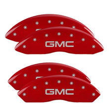 Cargar imagen en el visor de la galería, MGP 4 Caliper Covers Engraved Front &amp; Rear GM Style/Hybrid Red finish silver ch