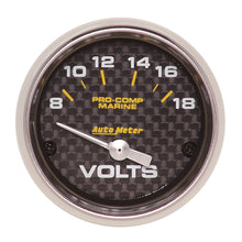 Cargar imagen en el visor de la galería, Autometer Marine Carbon Fiber 2-1/16in 18V Electric Voltmeter Gauge