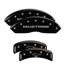 Laden Sie das Bild in den Galerie-Viewer, MGP 4 Caliper Covers Engraved Front Mustang Engraved Rear Pony Black finish silver ch