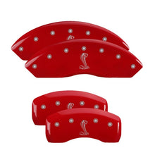 Cargar imagen en el visor de la galería, MGP 4 Caliper Covers Engraved Front &amp; Rear Tiffany Snake Red finish silver ch