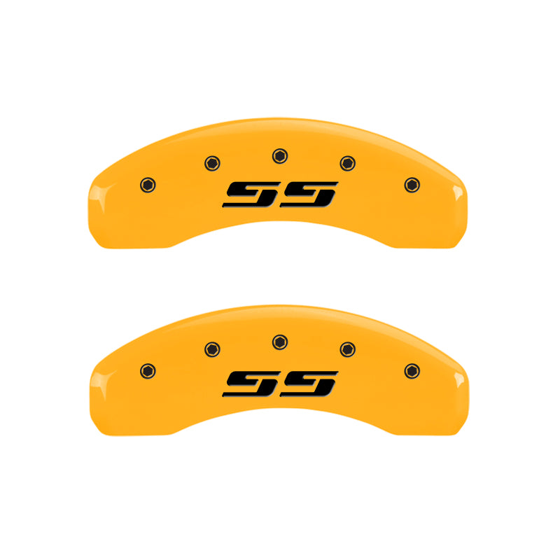 MGP 4 Caliper Covers Engraved Front & Rear Silverado SS Yellow Finish Black Char 2001 Chevy Tahoe