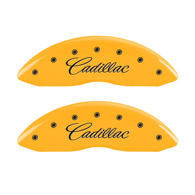 MGP 4 Caliper Covers Engraved F & R Cadillac Yellow Finish Black Char 2004 Cadillac Escalade EXT