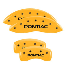 Laden Sie das Bild in den Galerie-Viewer, MGP 4 Caliper Covers Engraved Front Pontiac Rear Arrow Yellow Finish Blk Char 2001 Pontiac Firebird