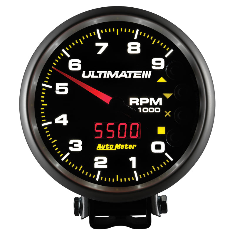 Autometer 5 inch Ultimate III Playback Tachometer 9000 RPM - Black