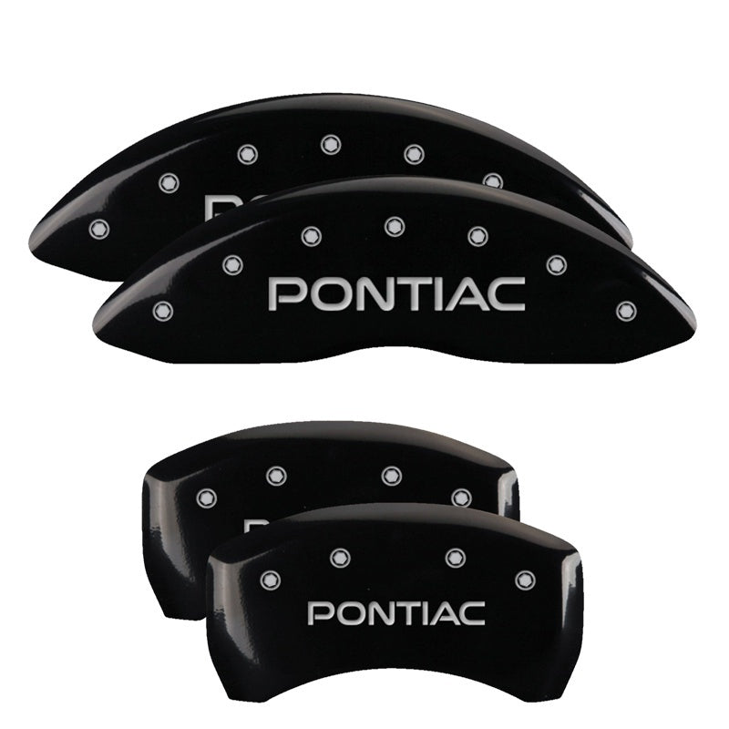 MGP 4 Caliper Covers Engraved Front & Rear Pontiac Black finish silver ch