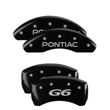 Laden Sie das Bild in den Galerie-Viewer, MGP 4 Caliper Covers Engraved Front Pontiac Engraved Rear G6 Black finish silver ch