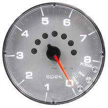 Charger l&#39;image dans la galerie, Autometer Spek-Pro Gauge Tachometer 5in 8K Rpm W/Shift Light &amp; Peak Mem Silver/Chrome