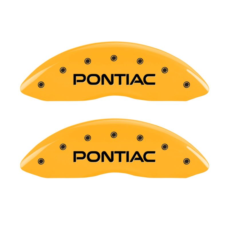 MGP 4 Caliper Covers Engraved Front Pontiac Rear Arrow Yellow Finish Blk Char 2001 Pontiac Firebird