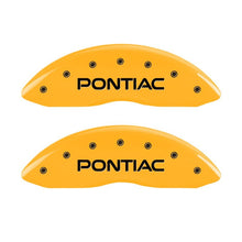 Laden Sie das Bild in den Galerie-Viewer, MGP 4 Caliper Covers Engraved Front Pontiac Rear Arrow Yellow Finish Black Char 2004 Pontiac GTO