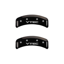 Laden Sie das Bild in den Galerie-Viewer, MGP 4 Caliper Covers Engraved Front &amp; Rear Vtech Black finish silver ch