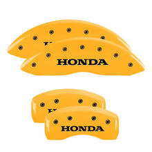 Cargar imagen en el visor de la galería, MGP 4 Caliper Covers Engraved Front &amp; Rear Honda Yellow finish black ch