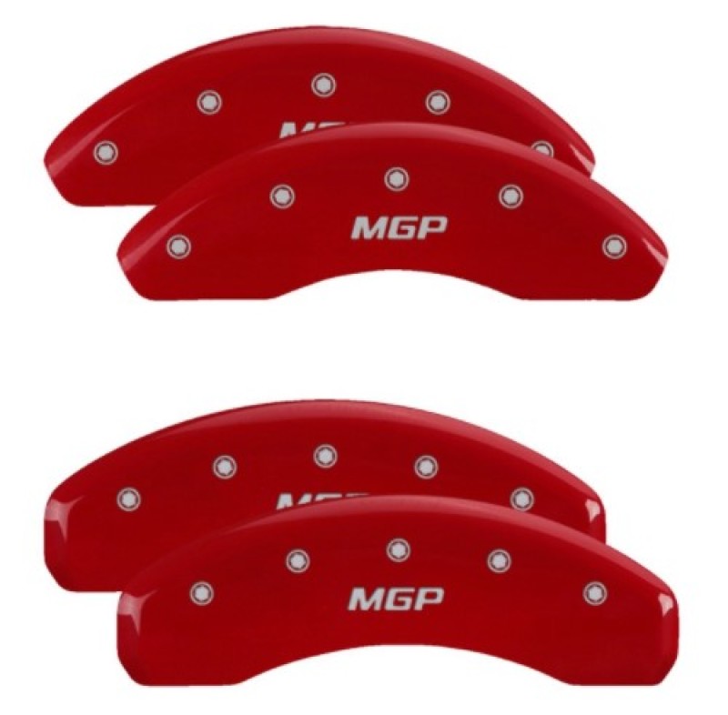 MGP 4 Caliper Covers Engraved Front & Rear MGP Red Finish Silver Characters 2019 Toyota CH-R