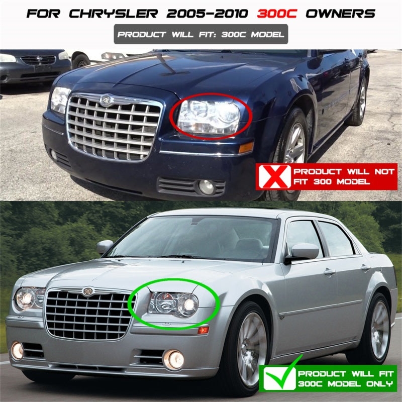 Spyder Chrysler 300C 05-10 Projector Headlights LED DRL Chrome High/Low H7 PRO-YD-C300C-DRL-C