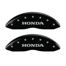 Cargar imagen en el visor de la galería, MGP 4 Caliper Covers Engraved Front &amp; Rear Honda Black finish silver ch