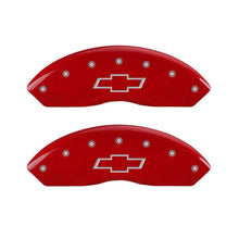 Cargar imagen en el visor de la galería, MGP 4 Caliper Covers Engraved Front &amp; Rear Bowtie Red finish silver ch