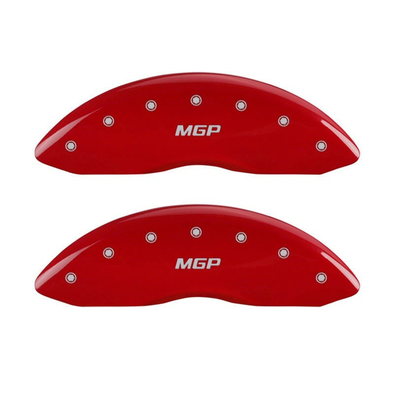 MGP Front set 2 Caliper Covers Engraved Front MGP Red finish silver ch