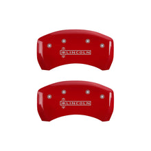 Load image into Gallery viewer, MGP 4 Caliper Covers Engraved Front &amp; Rear Lincoln Red finish silver ch