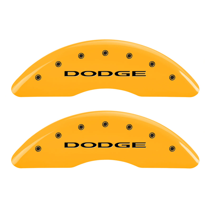 MGP 4 Caliper Covers Engraved Front & Rear Dodge Yellow Finish Black Char 2010 Dodge Ram 3500