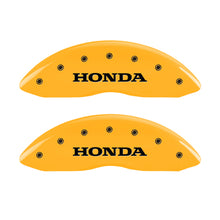 Cargar imagen en el visor de la galería, MGP 4 Caliper Covers Engraved Front &amp; Rear Honda Yellow finish black ch