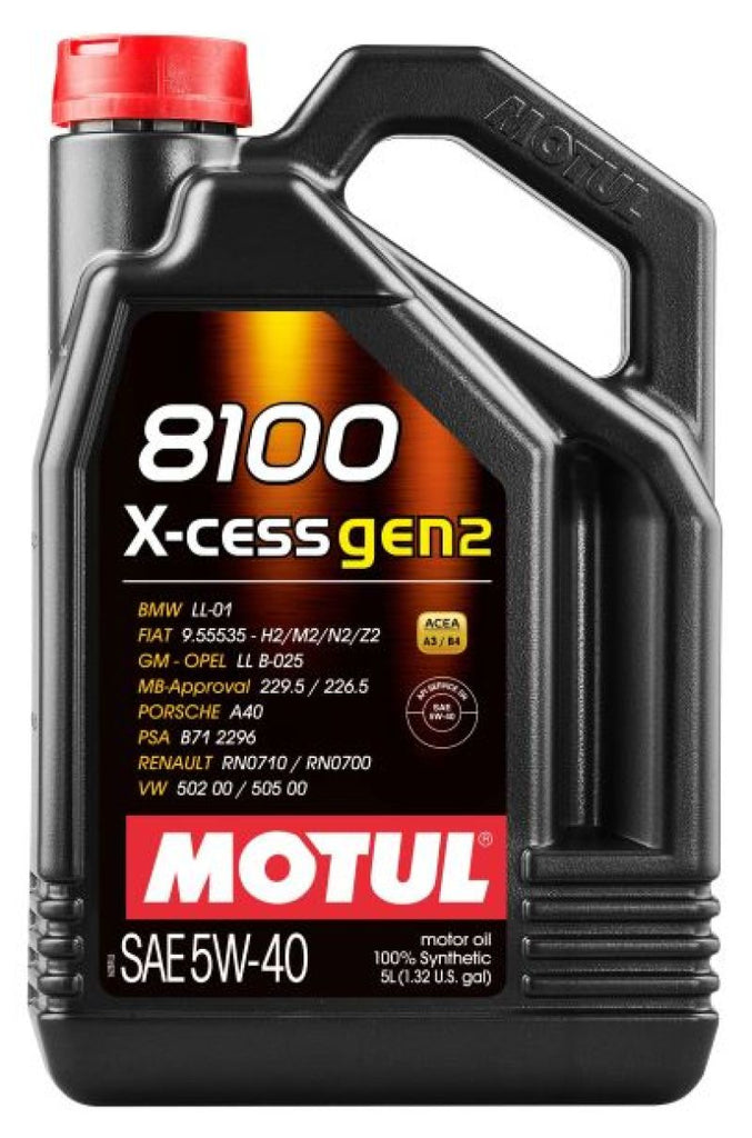 Motul 5L Synthetic Engine Oil 8100 5W40 X-CESS Gen 2 - Case of 4