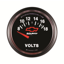 गैलरी व्यूवर में इमेज लोड करें, Autometer GM Bowtie Black 2-1/16 Voltmeter 8-18V