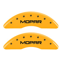 Load image into Gallery viewer, MGP 4 Caliper Covers Engraved Front &amp; Rear Mopar Yellow Finish Black Char 2004 Chrysler Pacifica