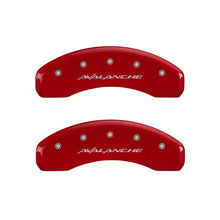 Laden Sie das Bild in den Galerie-Viewer, MGP 4 Caliper Covers Engraved Front &amp; Rear Avalanche Red finish silver ch